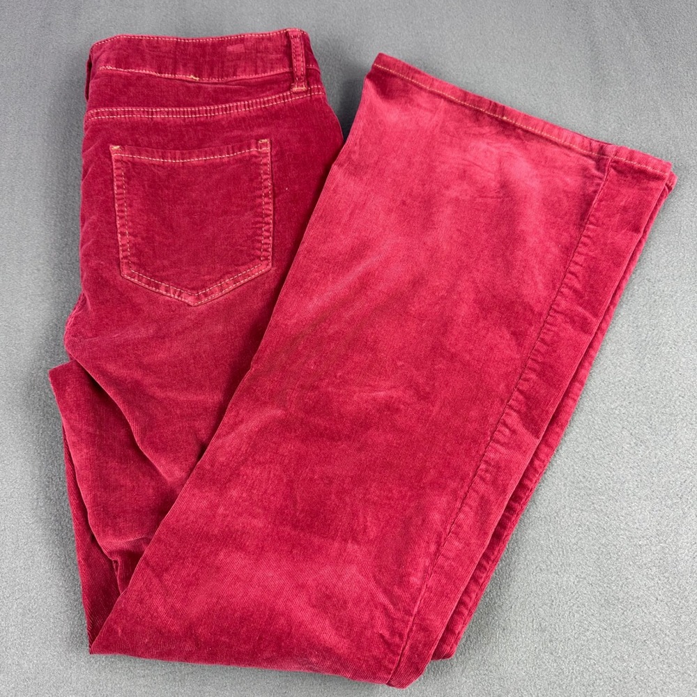 Celebrity Pink Womens Red Corduroy Flare Leg Pants Size 15/32 Stretch Mid Rise
